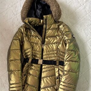 Michael Kors Metallic Gold Puffer Coat